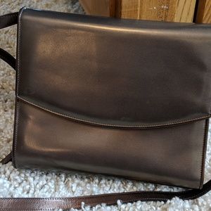 Salvatore Ferragamo Bronze Leather Shoulder Purse